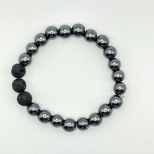 Hematite and Lava Bead Bracelet | Evolve Mala | Small